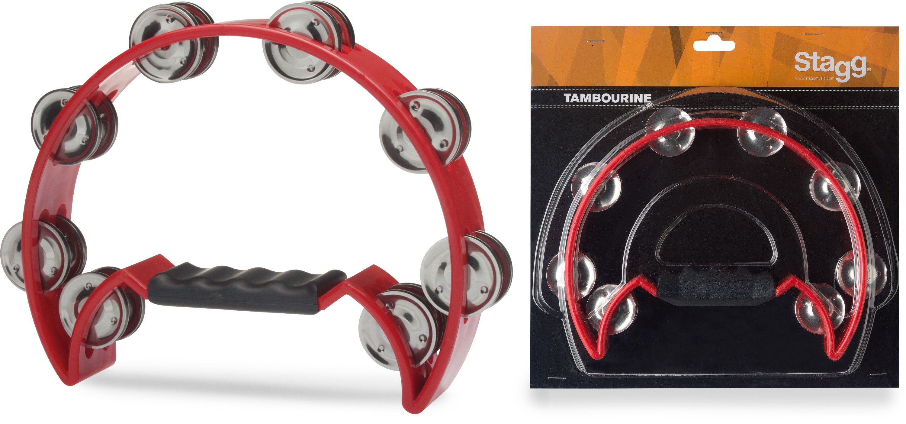 Stagg Half Moon Tambourine Red 16 Jingles