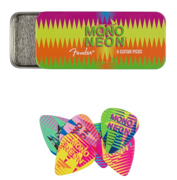 Fender Plettri MonoNeon Pick Tin Medium Set 6 Pz
