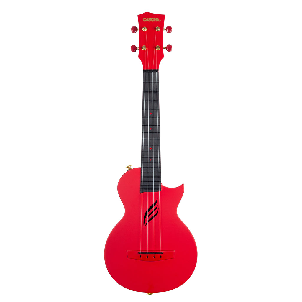 Cascha Ukulele Concerto in Carbonio Pack Red con Borsa Tracolla e Plettri
