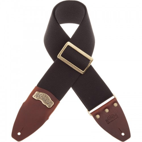 Magrabo Tracolla Stripe SC Cotton Nero8cm terminali Core Marrone, fibbia Ottone