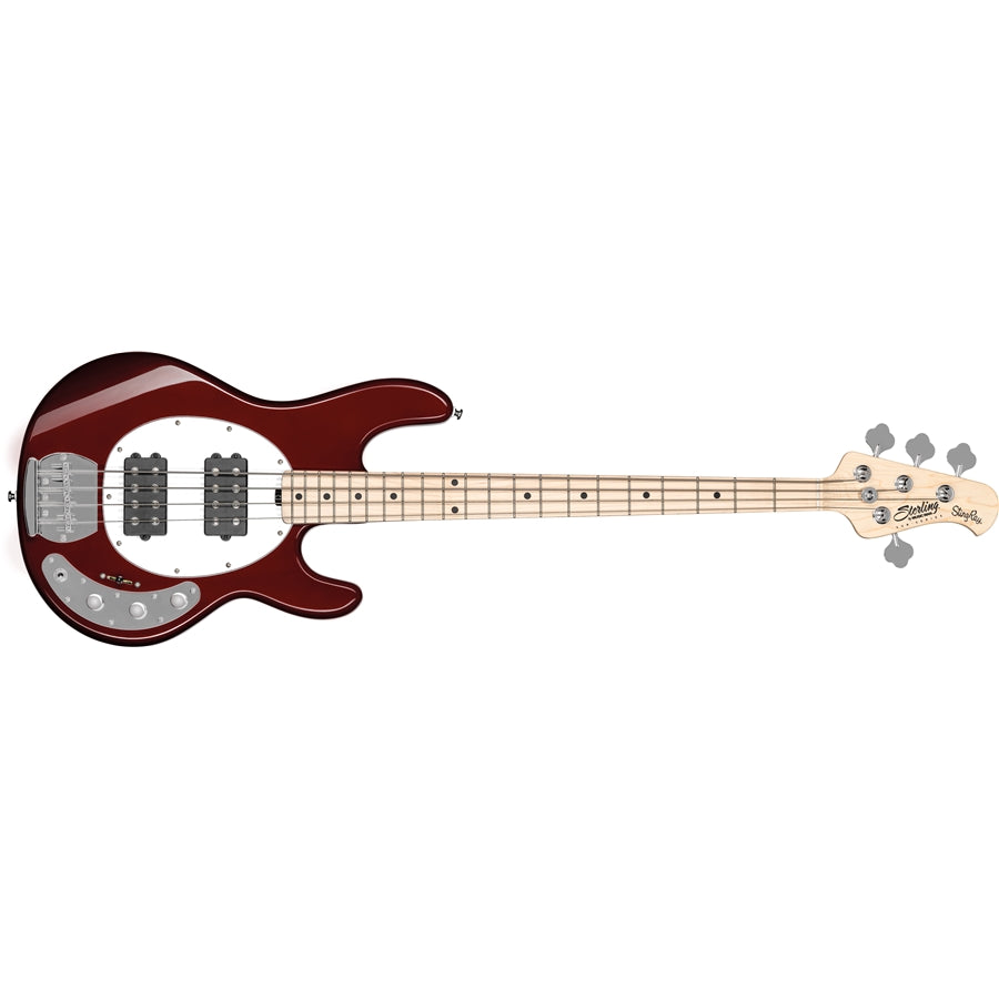 Sterling by MusicMan StingRay Ray4 HH 4 Corde Candy Apple Red Tastiera Acero