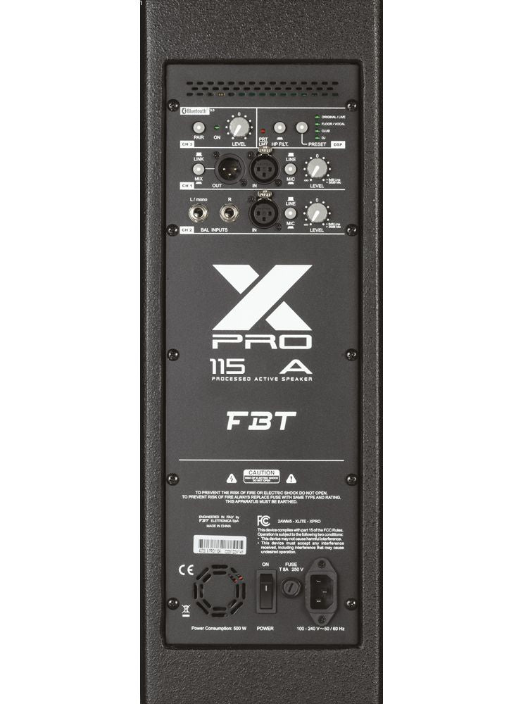 Fbt X PRO 115A 2-Way Bi-Amplified Loudspeaker with 3-Channel Mixer and Bluetooth