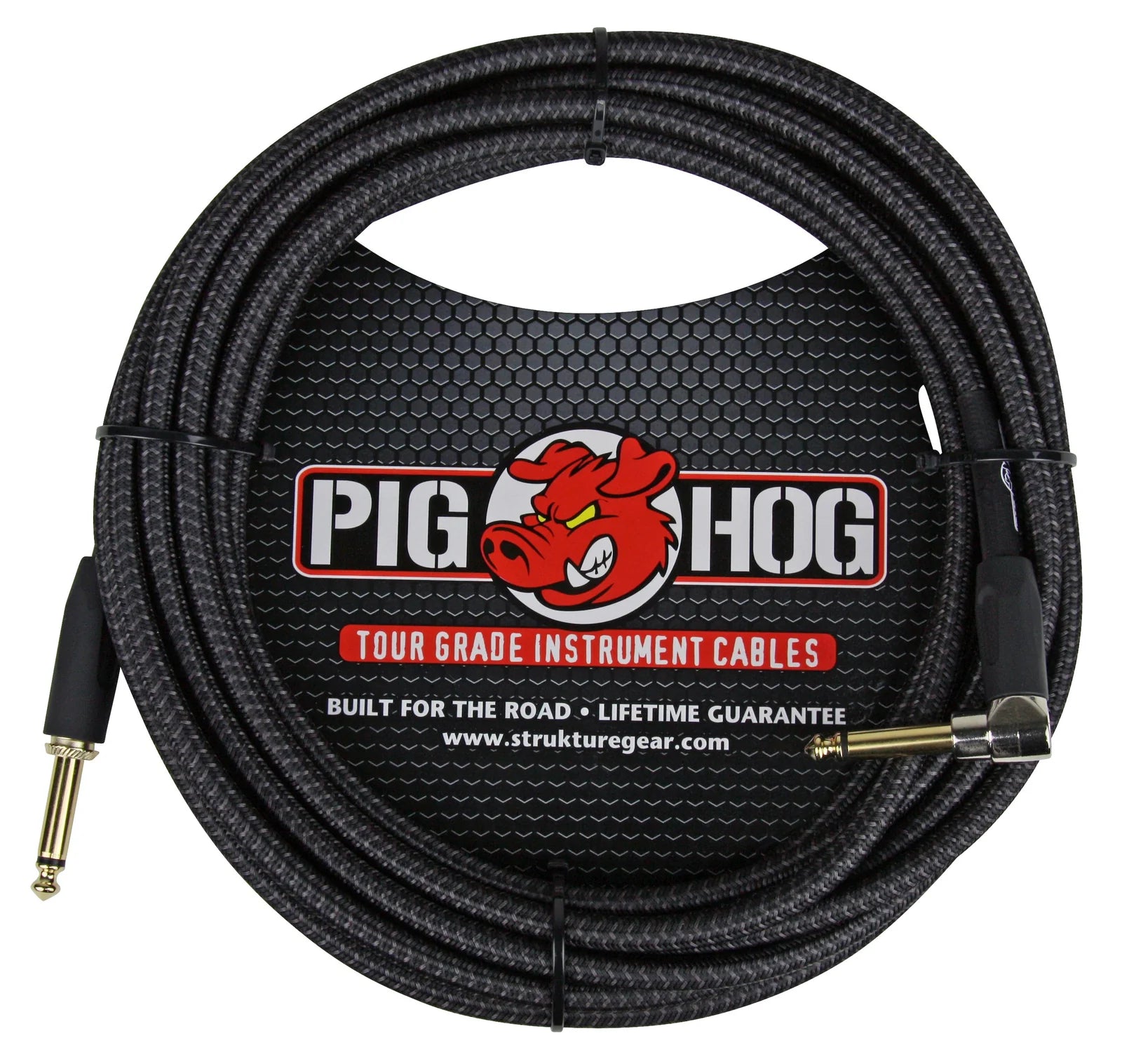 Pig Hog Black Woven Instrument Cable 6 Mt. Dritto Pipa