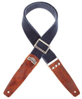 Magrabo 241136M SC Cotton Washed  Blu 5cm Tw Inkle Marrone fibbia Recta Argento