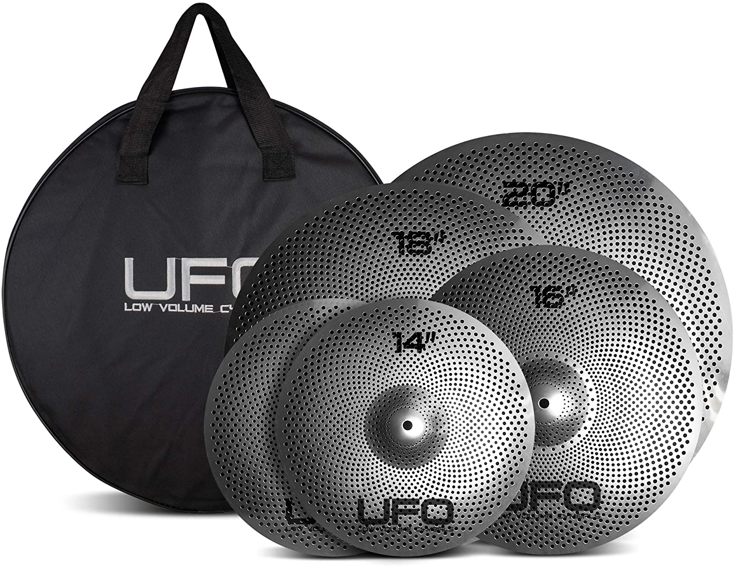 Ufo Set2 Piatti Allenamento HiHat 14 Crash 16 Crash 18 Ride 20 con Borsa