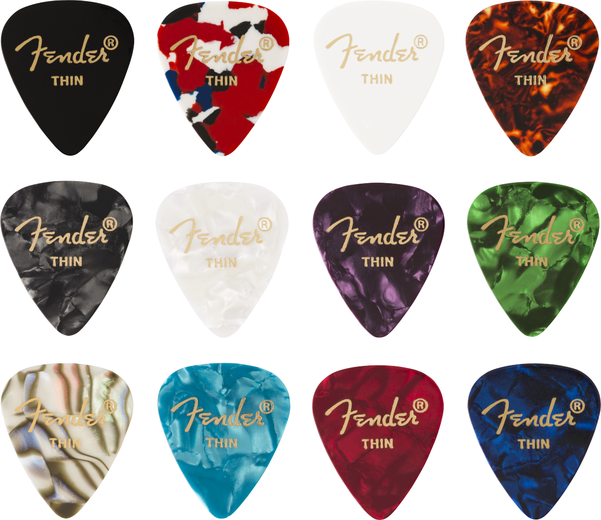 Fender Plettri 351 Medley Thin 12 Pack