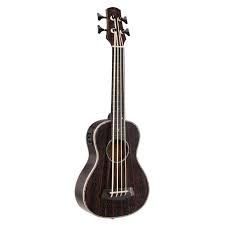 Vintage Ukulele Basso EB4 Fretless Elettrificato Mogano Stain Black