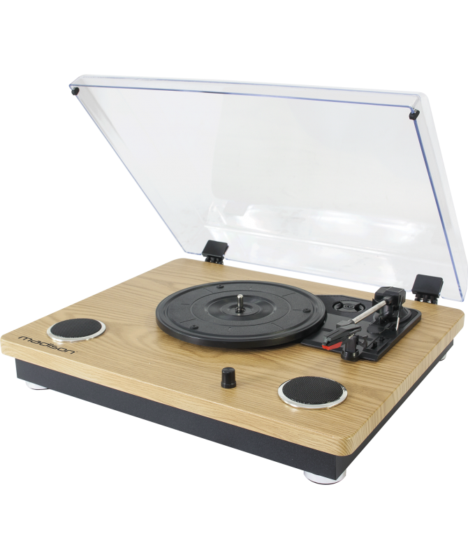 Madison Turntable with 2 Built-in Bluetooth Speakers and USB/SD Recording Function
