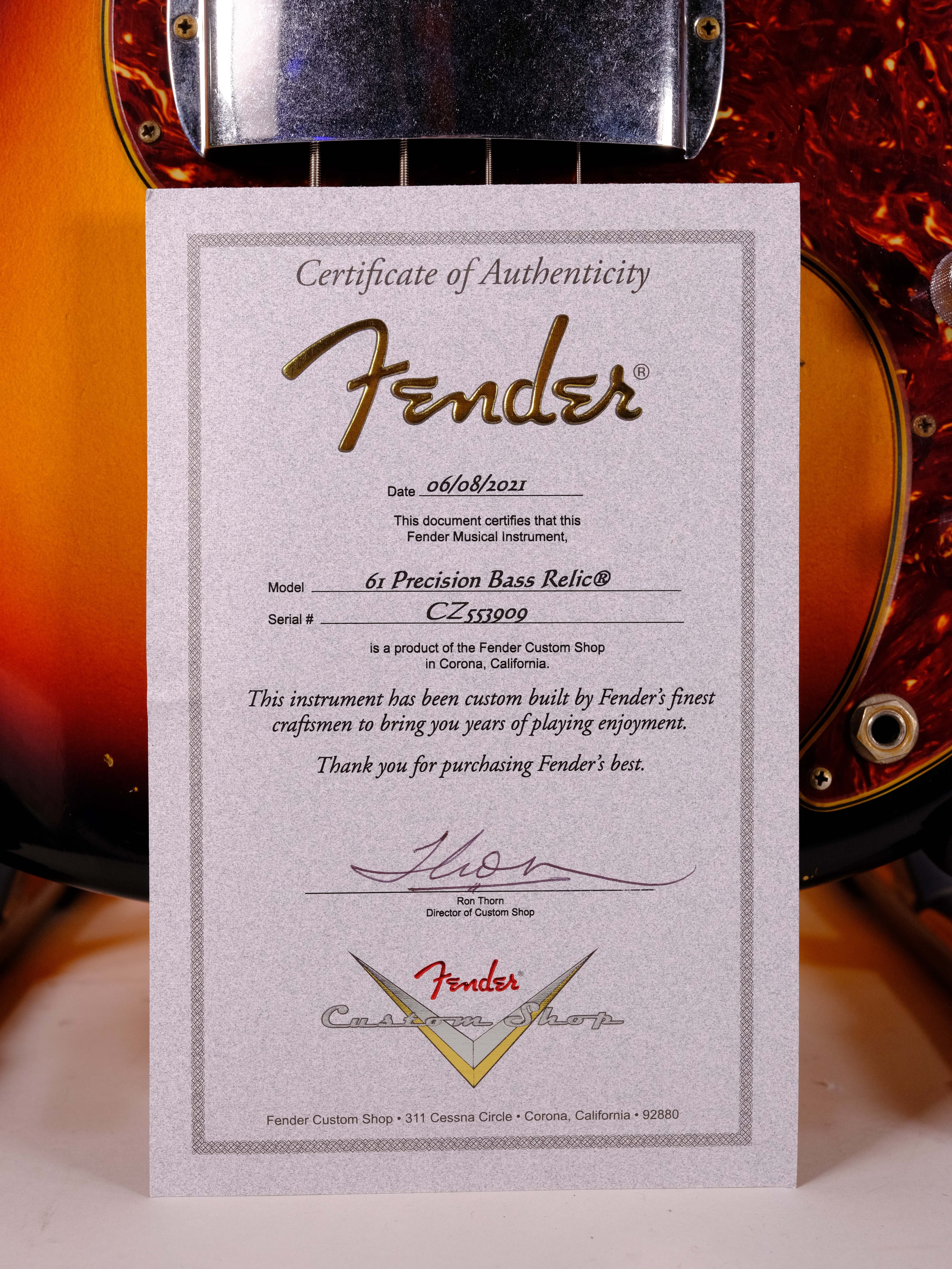 FENDER PRECISION CUSTOM SHOP 61 USATO
