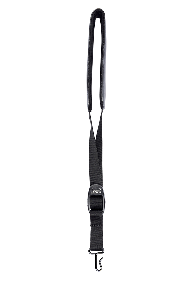 Bam italia St-0034 tracolla in pelle imbottita per strumenti a fiato - gancio in metallo - noir