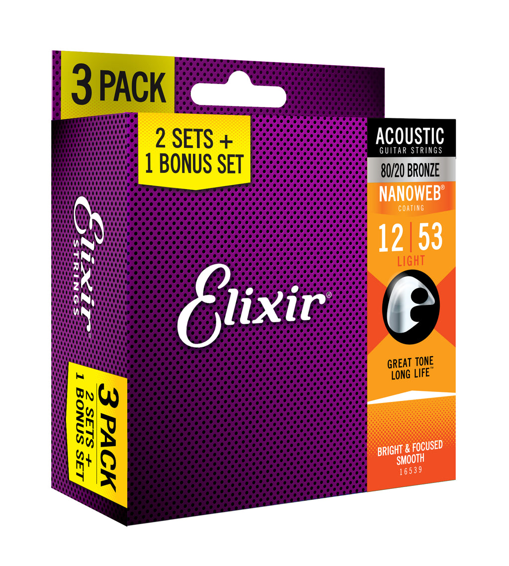 ELIXIR NANOWEB BRONZE 80/20 PACK 3 12-53