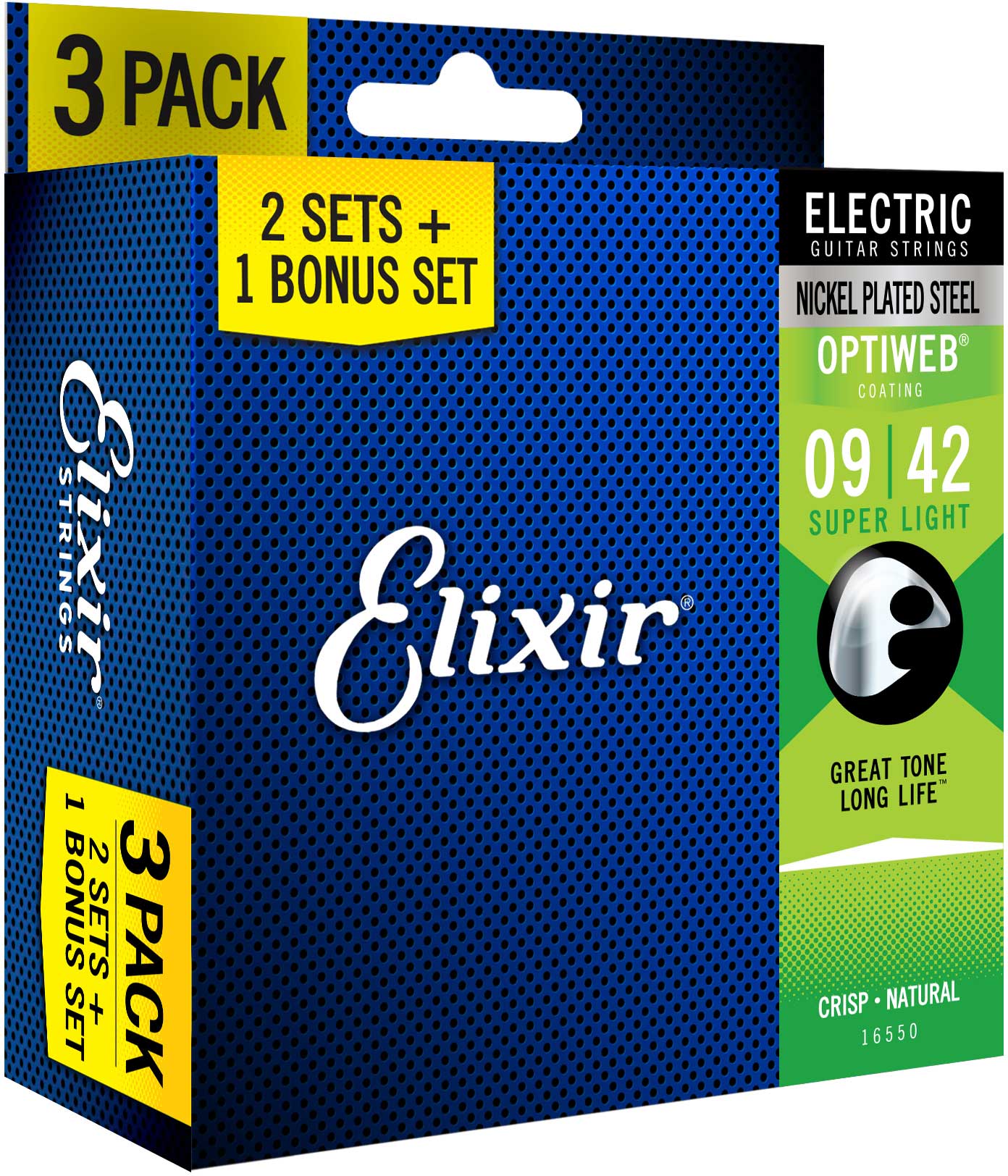 Elixir 3x2 pack 16550 electr nickel plated steel optiweb