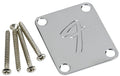 Fender Neck Plate F Chrome 4 Fori C/Viti