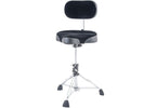 Dixon PSN-12MB - drum stool w/backrest - saddle seat Black/Grey fabric - double-braced