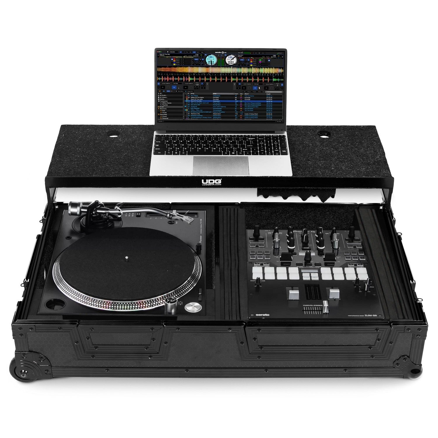 Udg gear U91100bl - ultimate flight case single turntable battle/plx-crss12+10/12" mixer plus"