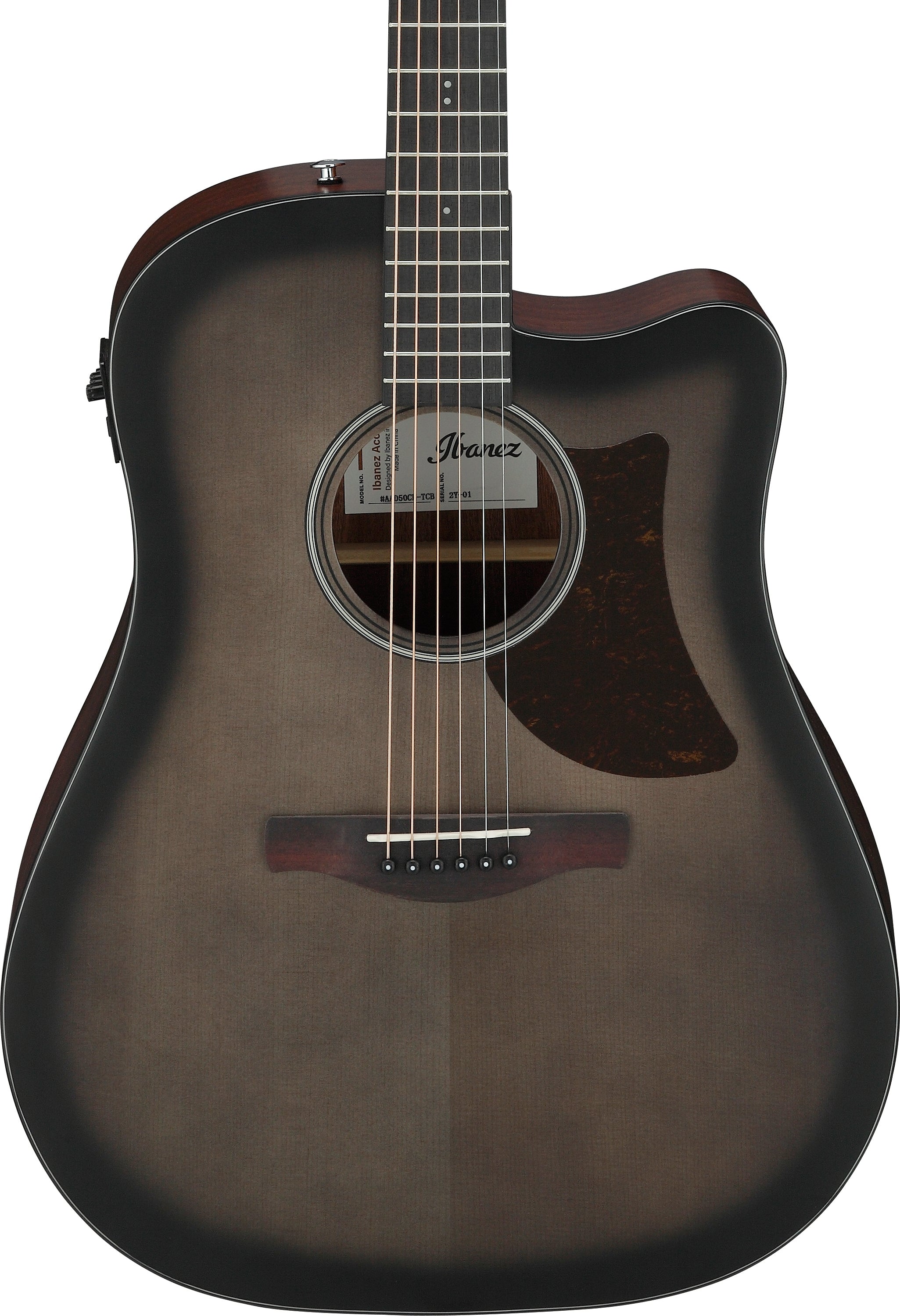 Ibanez AAD50CE Acustica Transparent Charcoal Burst Low Gloss Cutaway Elettrifica