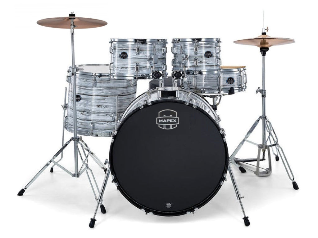 Mapex it Cm5044ftcfi comet fusion 5 pezzi white marblewood con hardware e piatti