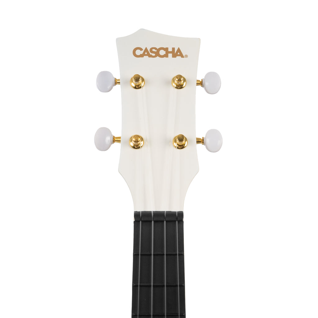 Cascha Ukulele Concerto in Carbonio Pack White con Borsa Tracolla e Plettri