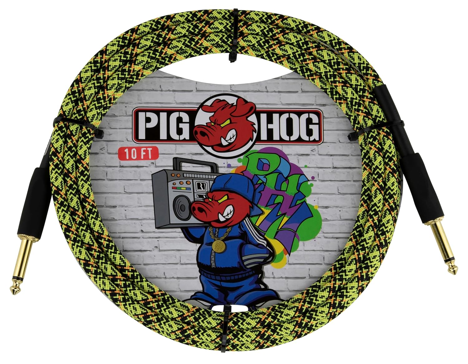 Pig Hog Yellow Graffiti Instrument Cable 3 Mt.