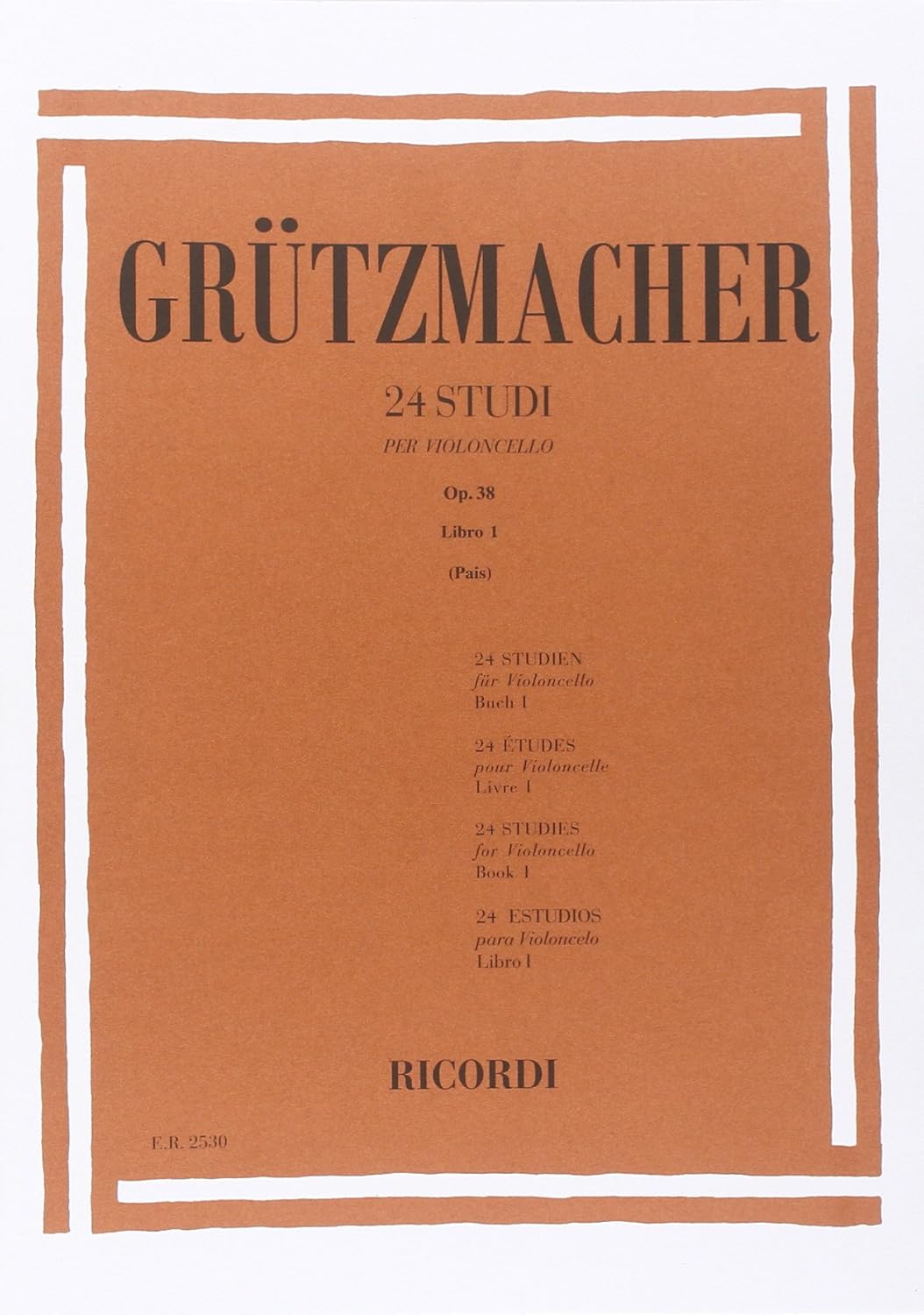 Ricordi Grützmacher 24 Studi per Violoncello Op. 38 Libro I