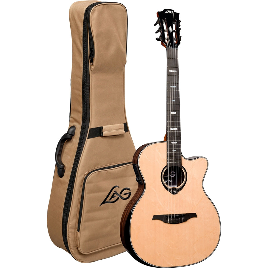 LAG HyVibe V2 HV50-N-ACE Chitarra Acustica Smart Auditorium Cutaway Nylon