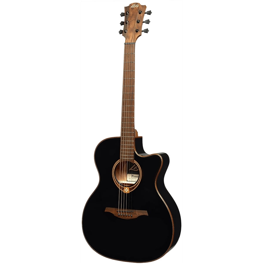 LAG T118ACE-BLK Auditorium Cutaway EQ Black Acoustic Guitar
