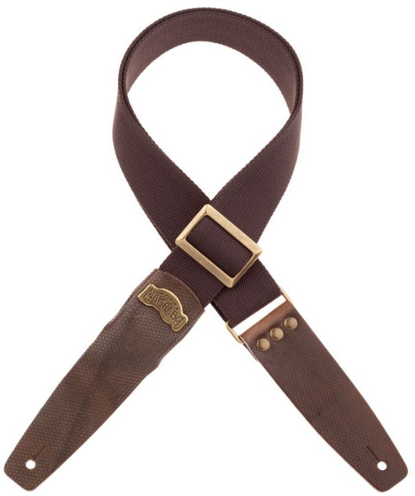 Magrabo 240124M Tracolla SC Cotton Marrone 5cm Tw Grigio fibbia Recta Ottone