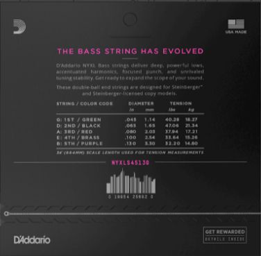 D'Addario Nyxls45130 Nickel Long Scale 45-130 Double Ball