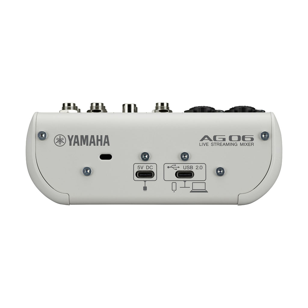 Yamaha AG06Mk2 White 6-Channel Live Streaming Mixer with USB and Audio Interface