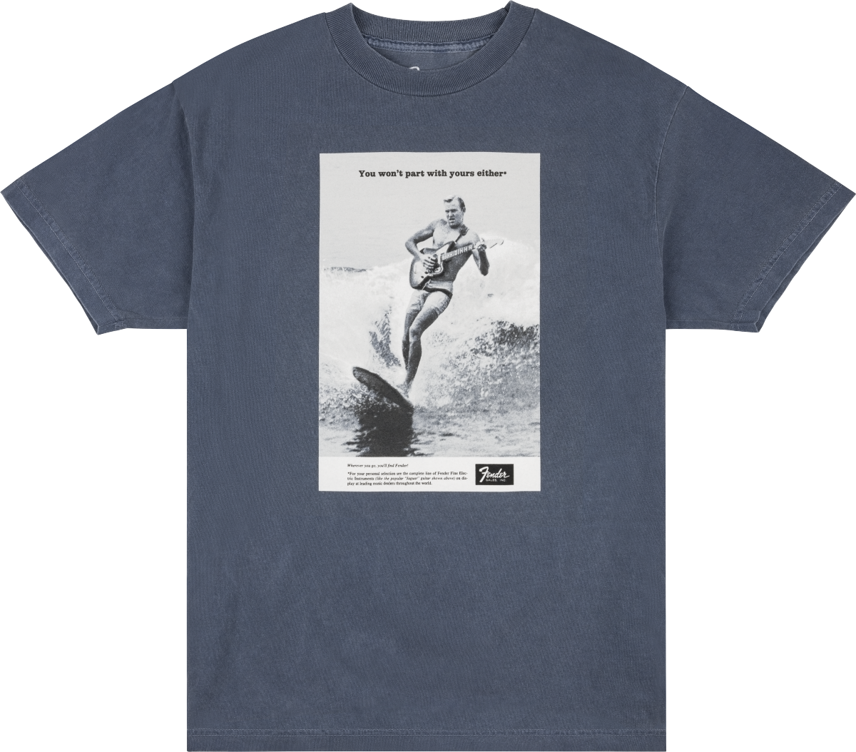 Fender Vintage Ad Surfer Tee Ocean Large
