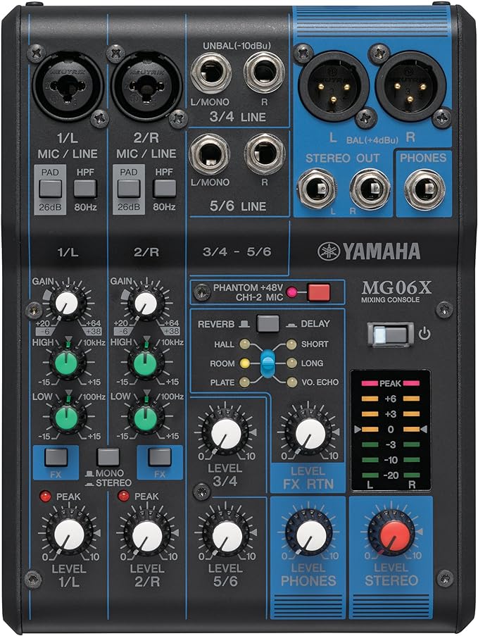 Yamaha MG06X 6-Channel Mixer with Phantom Power and Effects