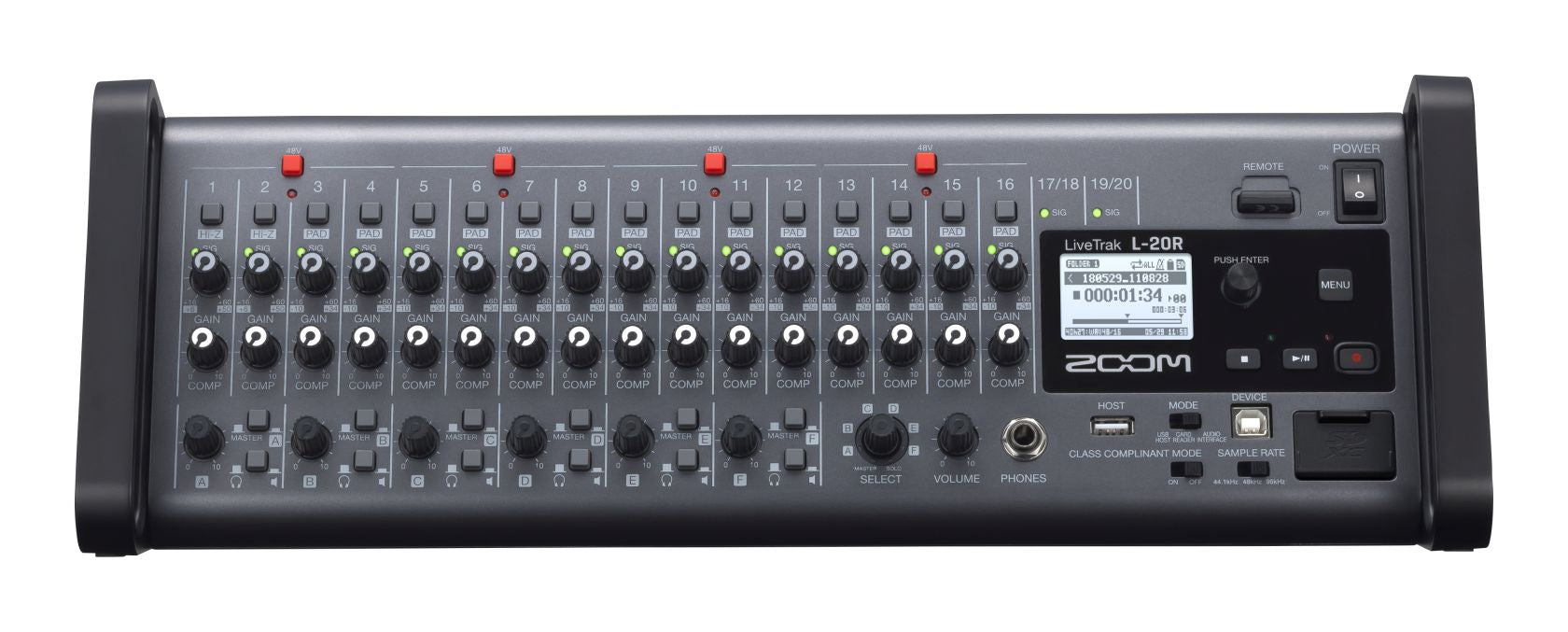 Zoom L-20R - Mixer digitale 20 canali, recorder e interfaccia audio - formato rack