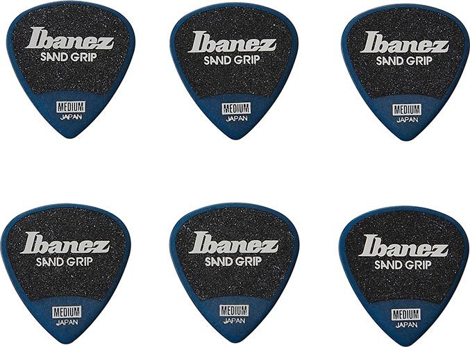 Ibanez Set 6 Plettri Sand Grip Deep Blue da 0,8 mm di Spessore