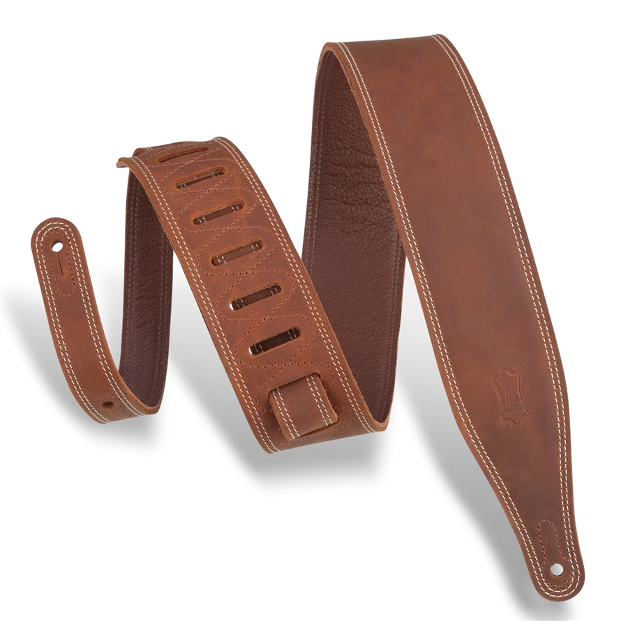 Levy's M17BDS-BRN Tracolla in pelle con doppia cucitura Brown 2 1/2"