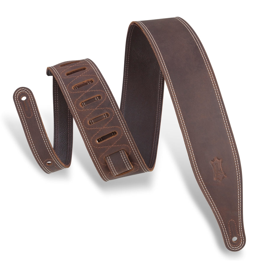 Levy's M17BDS-DBR Tracolla in pelle con doppia cucitura Dark Brown 2 1/2"