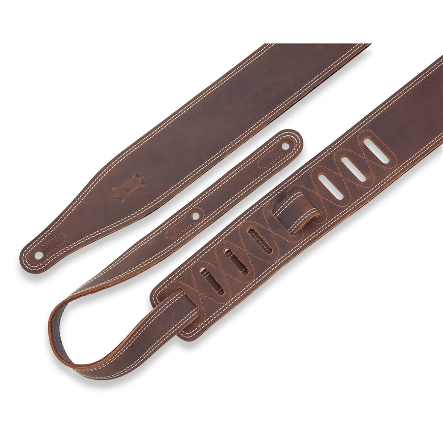 Levy's M17BDS-DBR Tracolla in pelle con doppia cucitura Dark Brown 2 1/2"