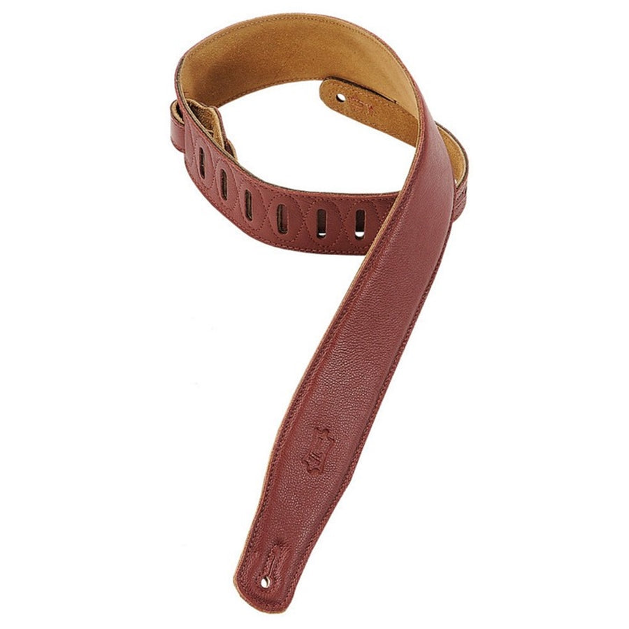Levy's M26GF-BRG Padded Leather Guitar Strap with Suede Backing Burgundy 2 1/2"