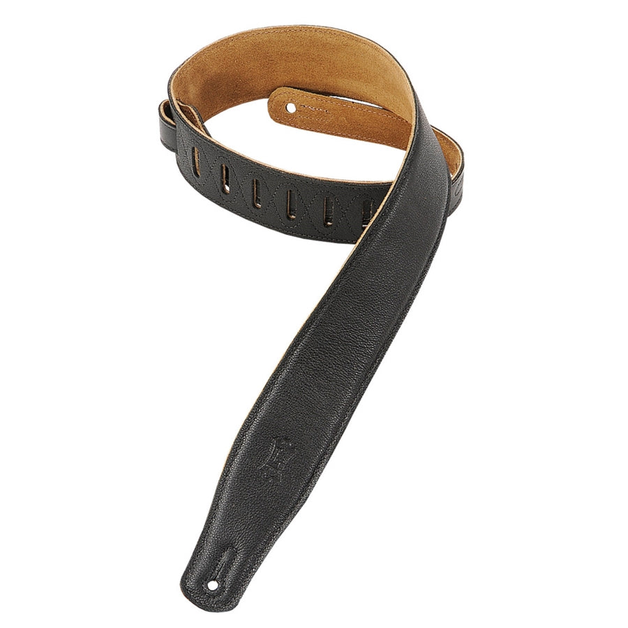 Levy's M26GF-XL-BLK Padded Leather Guitar Strap XL Black 2 1/2"
