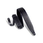 Levy's M317FG-BLK Tracolla in pelle con rilievo fiorentino Black 2 1/2"