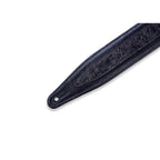 Levy's M317FG-BLK Tracolla in pelle con rilievo fiorentino Black 2 1/2"