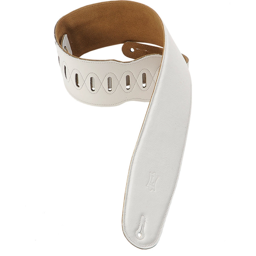 Levy's M4GF-WHT Leather Guitar Strap with Suede Backing White 3 1/2"