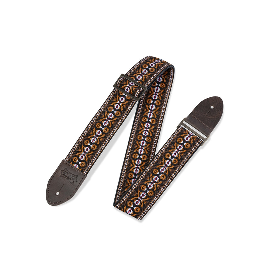 Levy's M8HTV-20 Tracolla in jacquard Orange & Brown 2"