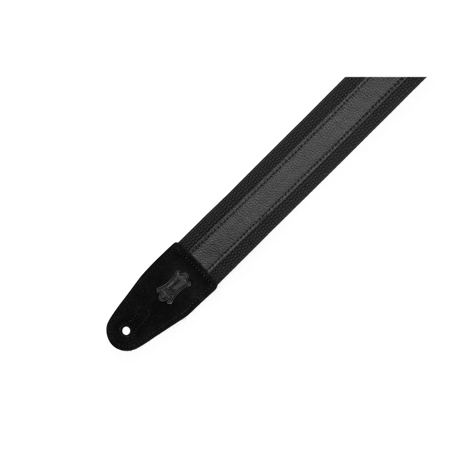 Levy's MC2CG-BLK-BLK Tracolla in cotone con strip in pelle Black 2"