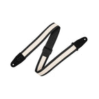 Levy's MC2CG-BLK-CRM Tracolla in cotone Black con strip in pelle Cream 2"