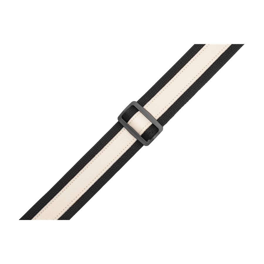 Levy's MC2CG-BLK-CRM Tracolla in cotone Black con strip in pelle Cream 2"
