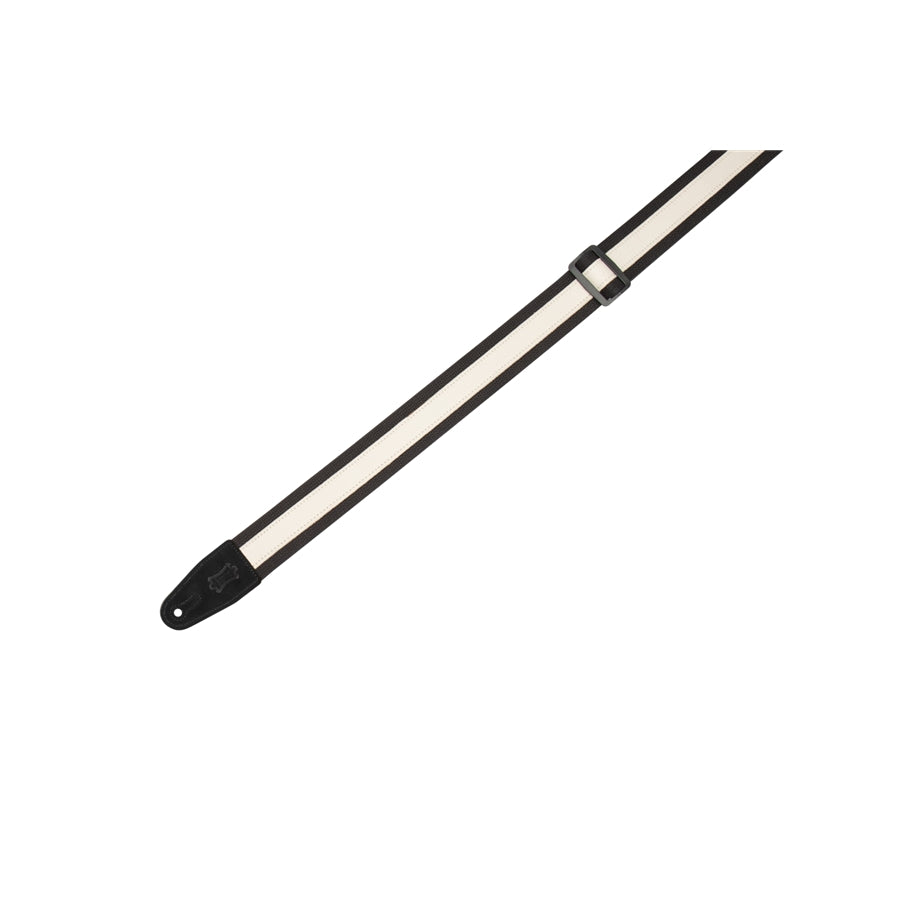 Levy's MC2CG-BLK-CRM Tracolla in cotone Black con strip in pelle Cream 2"