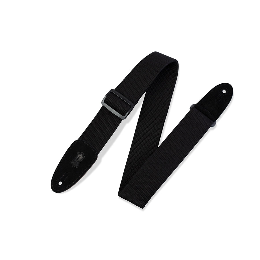Levy's MC8-BLK Tracolla in cotone con terminali in pelle scamosciata Black 2"