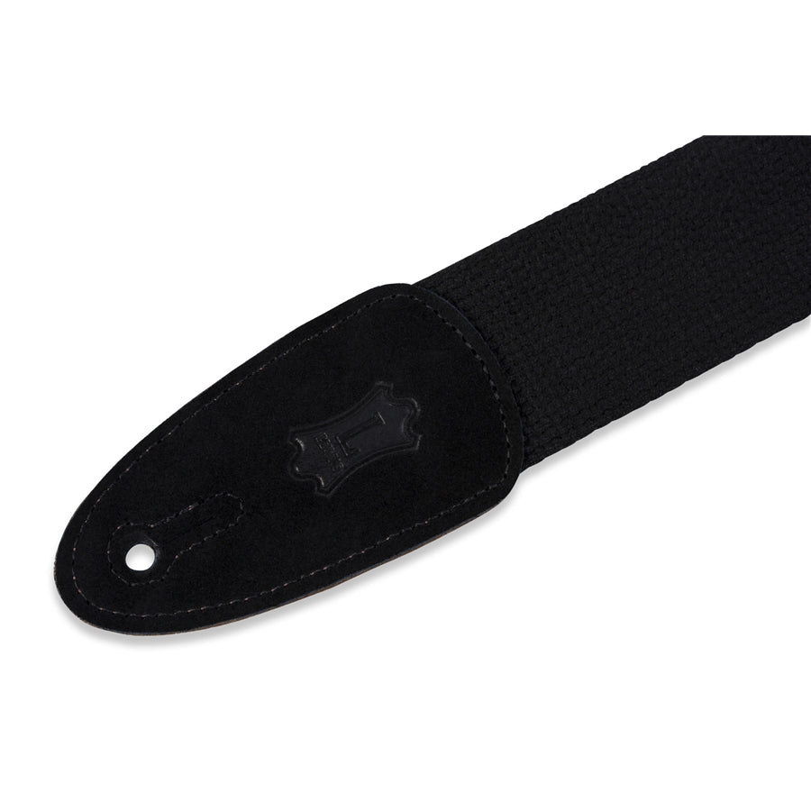 Levy's MC8-BLK Tracolla in cotone con terminali in pelle scamosciata Black 2"