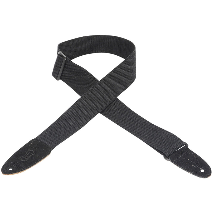 Levy's MC8-BLK Tracolla in cotone con terminali in pelle scamosciata Black 2"