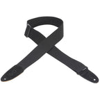 Levy's MC8-BLK Tracolla in cotone con terminali in pelle scamosciata Black 2"
